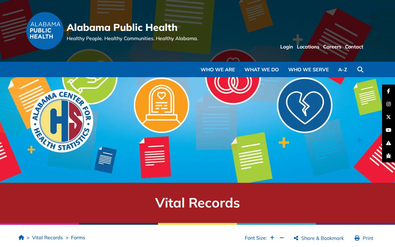 Florence residents directory Alabama vital records forms