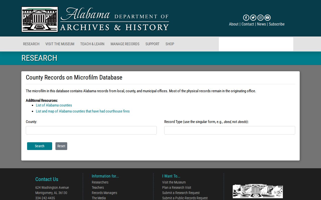 Alabama archive catalog for Florence previous residents research