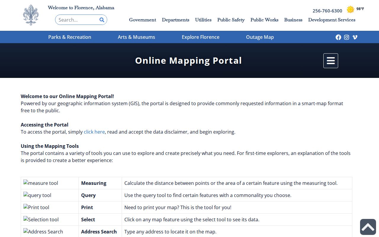 Florence street directory city GIS mapping portal