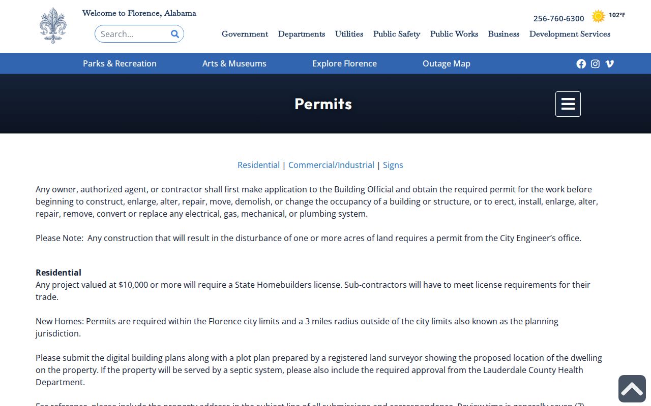Florence street directory building permit rules